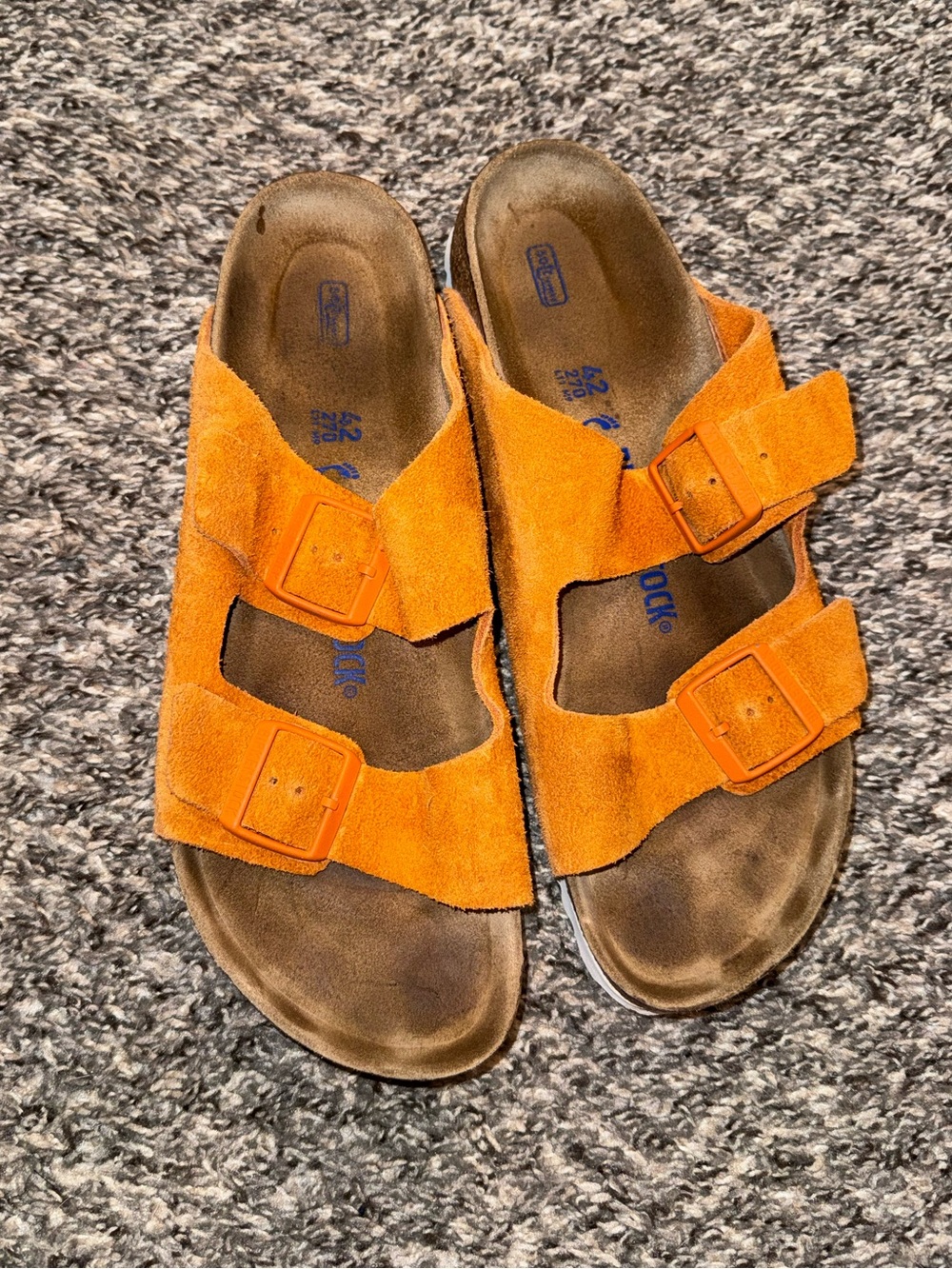 Orange Suede Birkenstock Slide Sandals